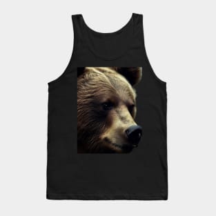 A brown bear in nature that looks cute and cuddly looks warm. Tank Top